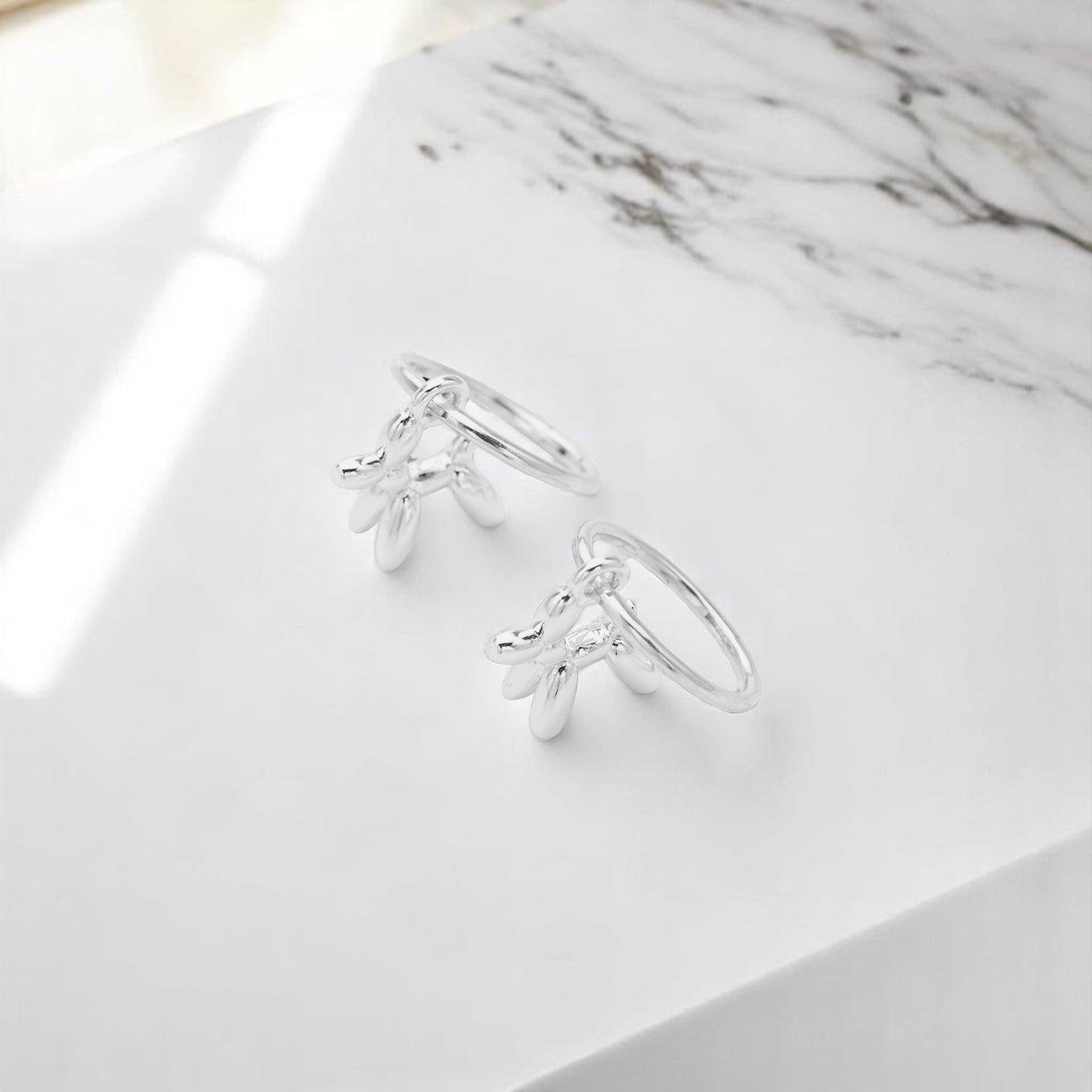 Silver Bubble Dog Charm Earrings